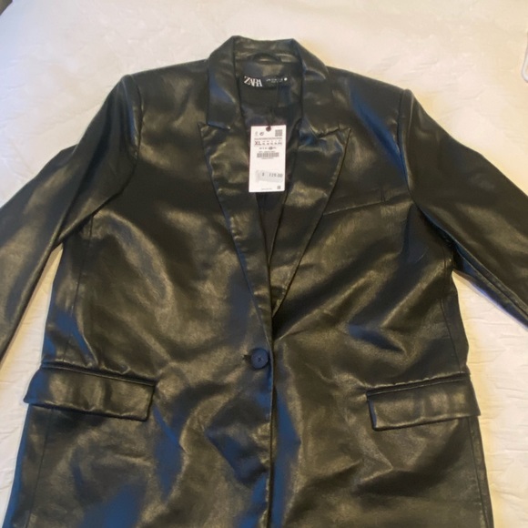 Zara faux leather blazer with tags XL Blazers Suit Jackets